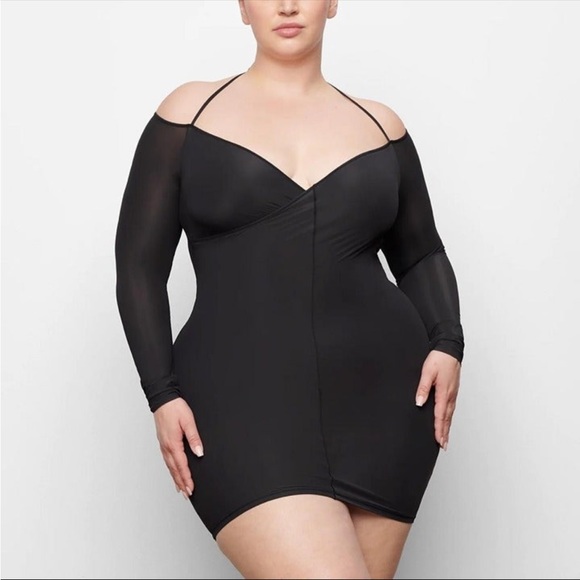 skims jelly sheer off the shoulder dress SKIMS Jelly Sheer Cami Long Dress